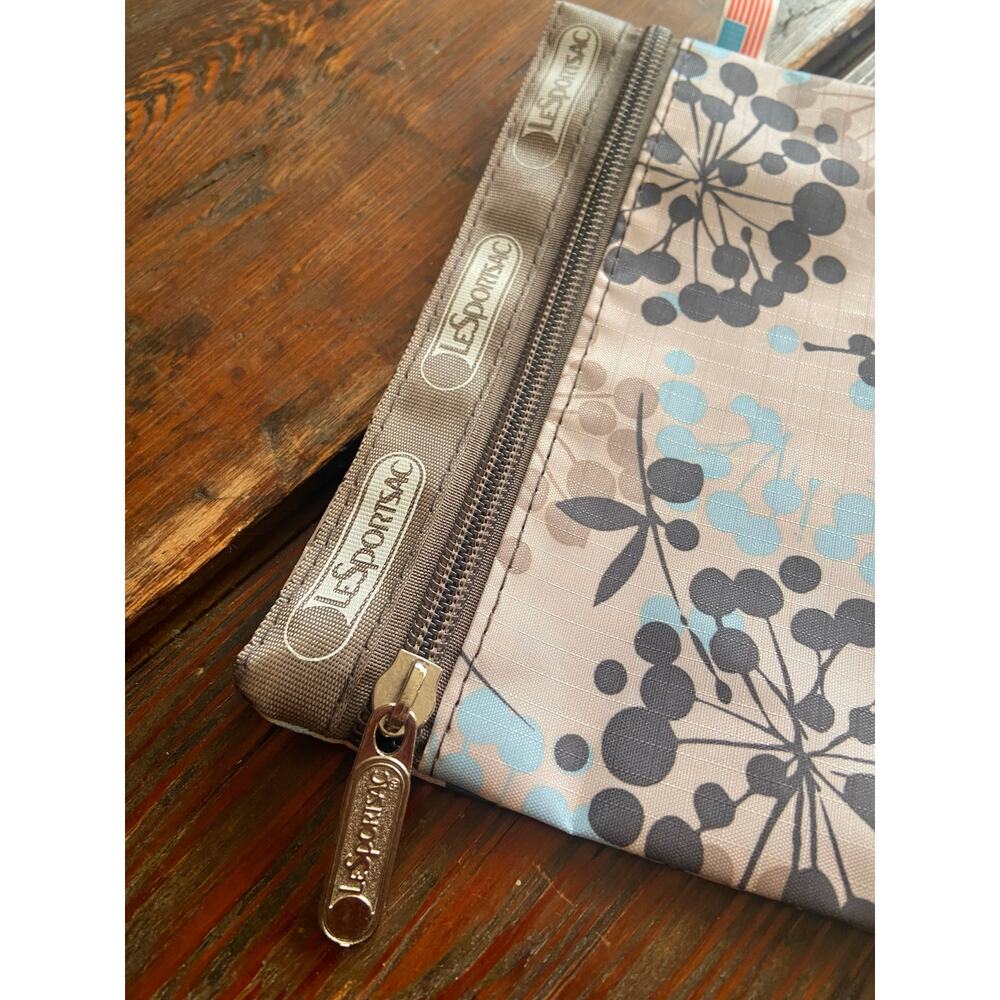 LESPORTSAC Gray/Beige Floral Zip Pouch - Picture 2 of 6